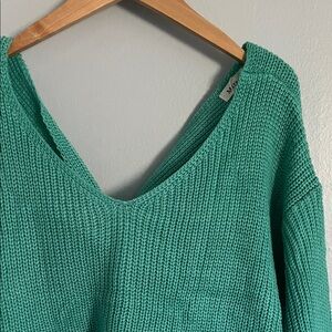 Teal Twist Back Miracle Sweater